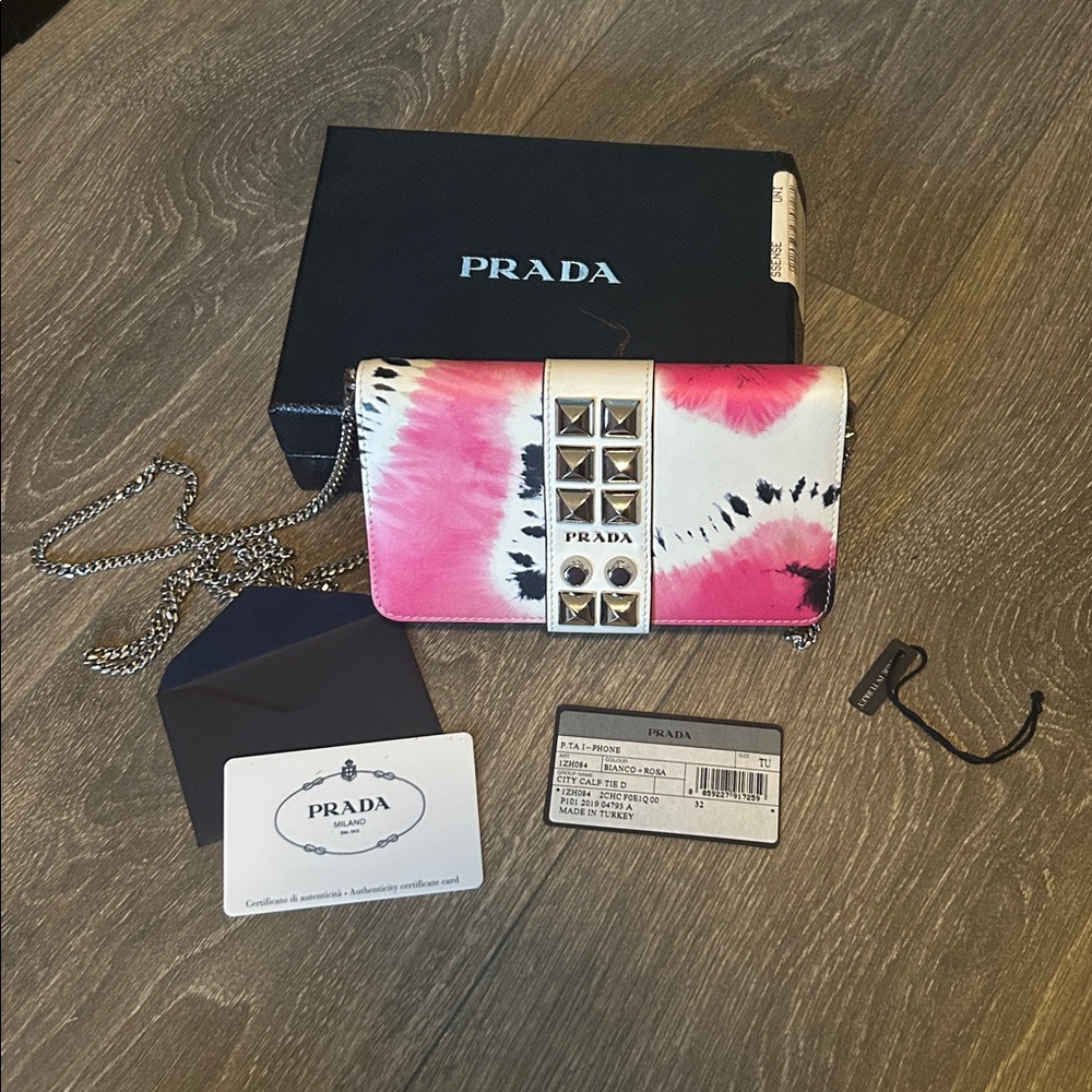 Prada Pink and White Studded WOC